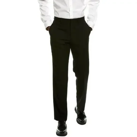 Burberry Mens Wool Pleated Dress Pants EU 52 US 36 Black Classic Trouser